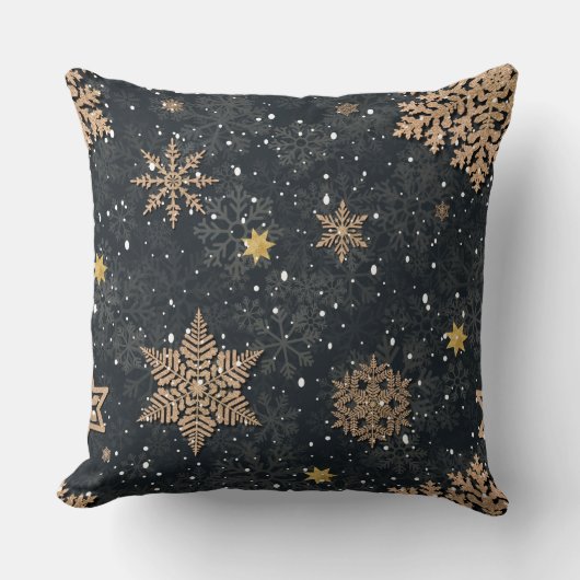 モダンバラエレガント金ゴールドグリッタースノードグレイ クッション (正面)