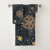 モダンバラエレガント金ゴールドグリッタースノードグレイ バスタオルセット (インサイチュ)