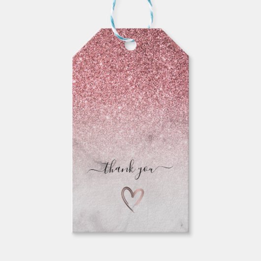 モダンバラエレガント金ゴールドグリッター ギフトタグ (正面)