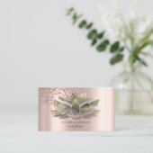 モダンバラエレガント金ゴールドダイアモンズシックロータス 名刺 (スタンド正面)