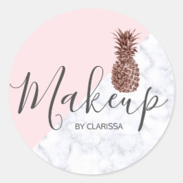 モダンバラエレガント金ゴールドパイナップルピンクのメイクアップ ラウンドシール