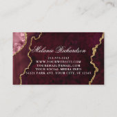 モダンバラエレガント金ゴールドマーブルアゲートゲーデ 名刺 (裏面)