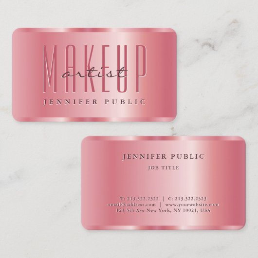 モダンバラエレガント金ゴールドラグジュアリーなメイクアップアーティスト 名刺 (正面/裏面)