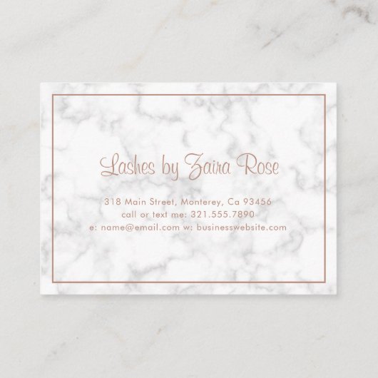 モダンバラエレガント金ゴールド大理石アフターケアラーズ 名刺 (裏面)