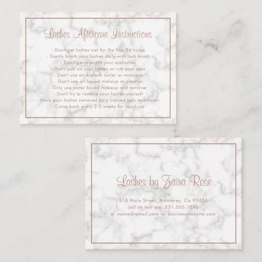 モダンバラエレガント金ゴールド大理石アフターケアラーズ 名刺 (正面/裏面)