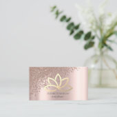 モダンバラエレガント金ゴールド金ゴールドロータス 名刺 (スタンド正面)