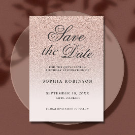 モダンバラエレガント金ゴールドSave the Date Quinceaenera セーブザデート