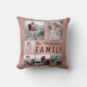 モダンバラカスタム金ゴールドホワイトファミリーフォトコラージュ クッション (正面)