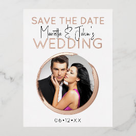 モダンバラカスタム金ゴールド写真結婚式招待状 箔シーズンポストカード