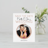 モダンバラカスタム金ゴールド写真結婚式招待状 箔シーズンポストカード (立ち正面)