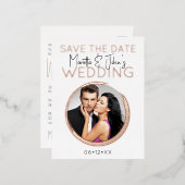 モダンバラカスタム金ゴールド写真結婚式招待状 箔シーズンポストカード (正面/裏面)