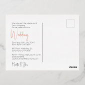 モダンバラカスタム金ゴールド写真結婚式招待状 箔シーズンポストカード (裏面)