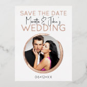 モダンバラカスタム金ゴールド写真結婚式招待状 箔シーズンポストカード (正面)