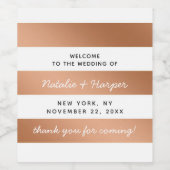 モダンバラゴールドフォイルストライプズ結婚ウェルカム ワインラベル (シングルラベル)