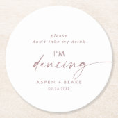 モダンバラスクリプト飲み物を飲まない踊り ラウンドペーパーコースター (正面)