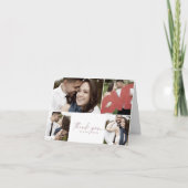 モダンバラスクリプト4フォトコラージュ折り結婚曲げ サンキューカード (正面)