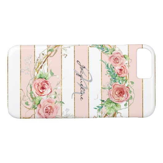 モダンバラストライプのリースBOHOシックフローラケース Case-Mate iPhoneケース (裏面(横))