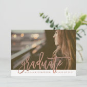 モダンバラタイポグラフィ|卒業生向け写真 招待状 (スタンド正面)