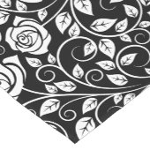 モダンバラパターンモノグラムイニシャル白黒 ショートテーブルランナー (コーナー)