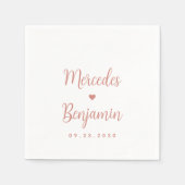 モダンバラパーソナライズされたハート結婚の スタンダードカクテルナプキン (正面)