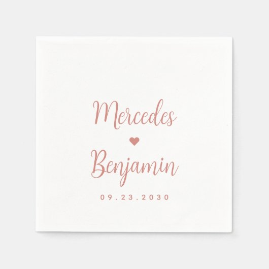 モダンバラパーソナライズされたハート結婚の スタンダードカクテルナプキン (正面)