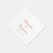 モダンバラパーソナライズされたハート結婚の スタンダードカクテルナプキン (角)