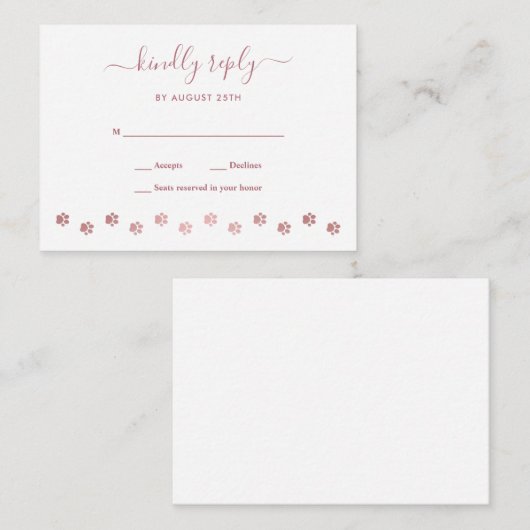 モダンバラパーソナライズされた金ゴールドドッグペットウェディングRSVP ノートカード (正面/裏面)