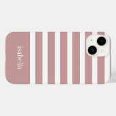 モダンバラピンクと白ストライプモノグラム Case-Mate iPhoneケース (裏面 (横))