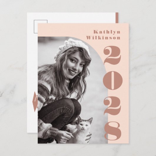 モダンバラピンクアーはっきりしたチスクリプト写真グラード 案内ポストカード (正面/裏面)