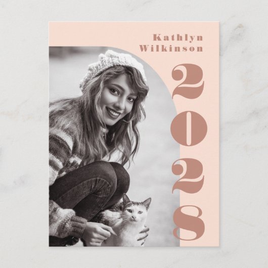 モダンバラピンクアーはっきりしたチスクリプト写真グラード 案内ポストカード (正面)