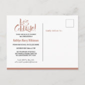 モダンバラピンクアーチシンプル写真卒業 インビテーションポストカード (裏面)