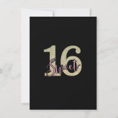 モダンバラピンクグリッタースパークルSweet sixteen16 招待状 (裏面)