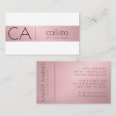 モダンバラピンク金ゴールドメタリックストライプモノグラム 名刺 (正面/裏面)