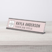 モダンバラピンパーソナライズされたクビジネスロゴ デスクネームプレート (正面)