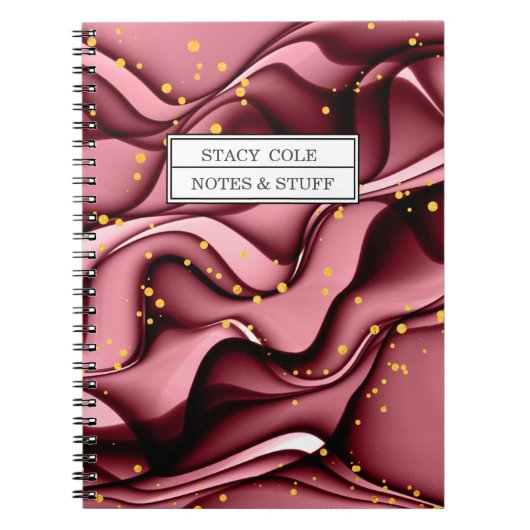 モダンバラフェイクグリッター名パーソナライズされた ノートブック (正面)