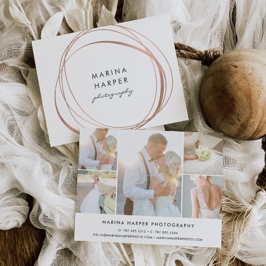 モダンバラフェイク金ゴールドのロゴ5-Photo Collage ポストカード