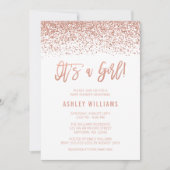 モダンバラフェイク金ゴールドグリッターガールベイビーシャワー 招待状 (正面)