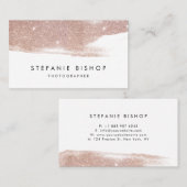 モダンバラフェイク金ゴールドグリッタースパークルブラシストローク 名刺 (正面/裏面)