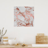 モダンバラフェイク金ゴールドグリッター大理石テクスチャイメージ ポスター (キッチン)