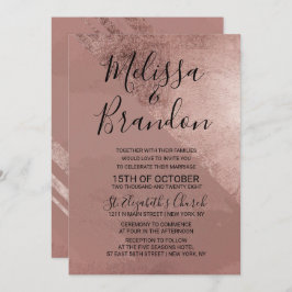 モダンバラフェイク金ゴールドフォイル結婚三角形 招待状