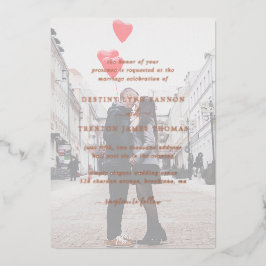 モダンバラフェイク金ゴールドヴェラム結婚写真 箔招待状