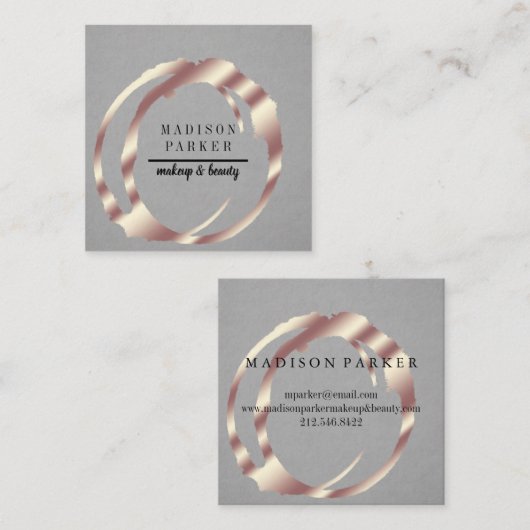 モダンバラフェイク金ゴールド抽象芸術スクエアブシンホテル スクエア名刺 (正面/裏面)