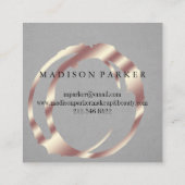 モダンバラフェイク金ゴールド抽象芸術スクエアブシンホテル スクエア名刺 (裏面)