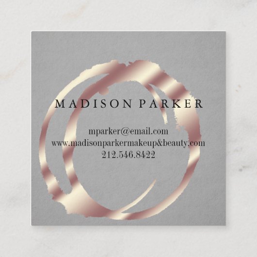 モダンバラフェイク金ゴールド抽象芸術スクエアブシンホテル スクエア名刺 (裏面)