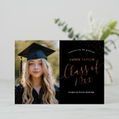 モダンバラフォイル紙吹雪写真卒業パーティー 箔招待状 (立ち正面)