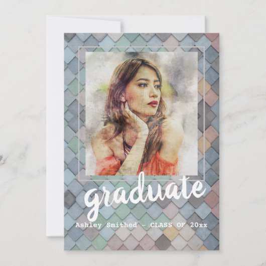 モダンバラフォトフレーム卒業パーティー 招待状 (正面)