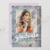 モダンバラフォトフレーム卒業パーティー 招待状 (正面/裏面)