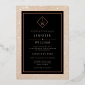 モダンバラフォーマルクラシックイニシャルエレガント 箔招待状 (正面)