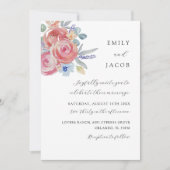 モダンバラフローラ水の色結婚の 招待状 (正面)