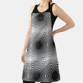 モダンバラブラックオールオーバープリントエプロン、大 エプロン